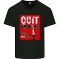 Quit Smoking Before Your Life Quits on You Mens V-Neck Cotton T-Shirt Black