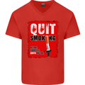 Quit Smoking Before Your Life Quits on You Mens V-Neck Cotton T-Shirt Red