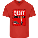 Quit Smoking Before Your Life Quits on You Mens V-Neck Cotton T-Shirt Red