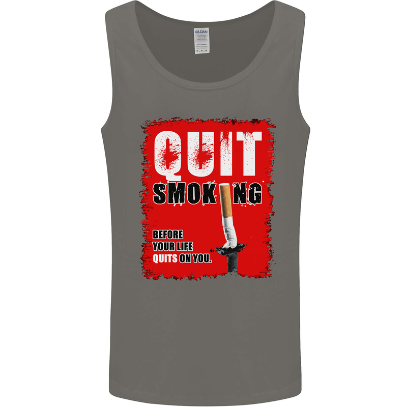 Quit Smoking Before Your Life Quits on You Mens Vest Tank Top Charcoal