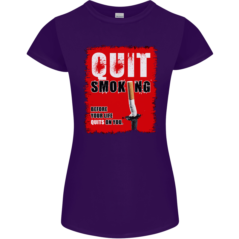 Quit Smoking Before Your Life Quits on You Womens Petite Cut T-Shirt Purple