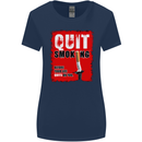 Quit Smoking Before Your Life Quits on You Womens Wider Cut T-Shirt Navy Blue