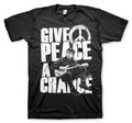 John Lennon give peace a chance mens black music t-shirt iconic singer the beatles plastic ono band anti-war movement
