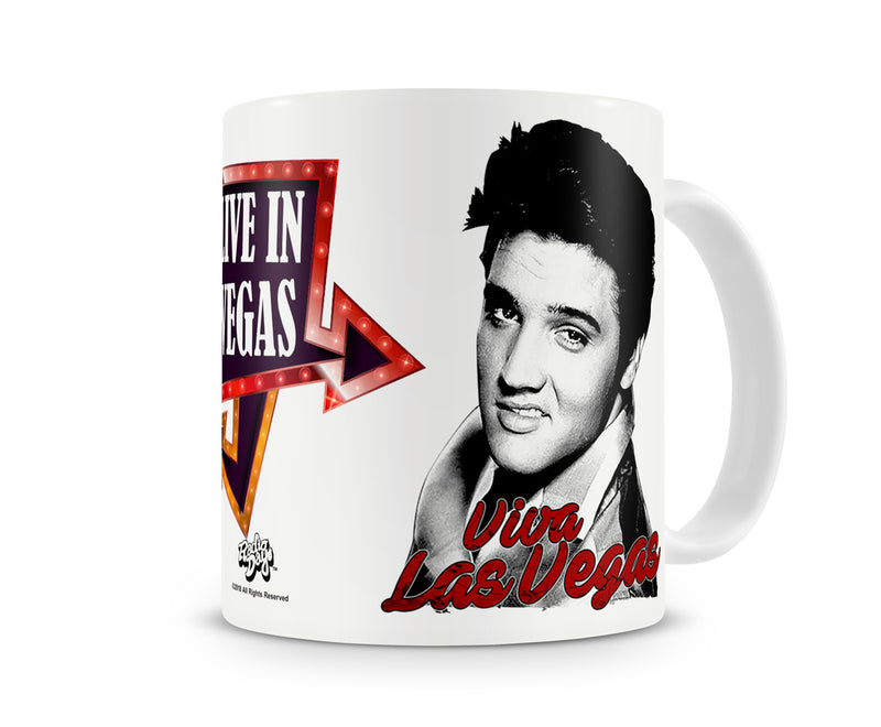 Elvis presley live in vegas the king of rock and roll white coffee mug