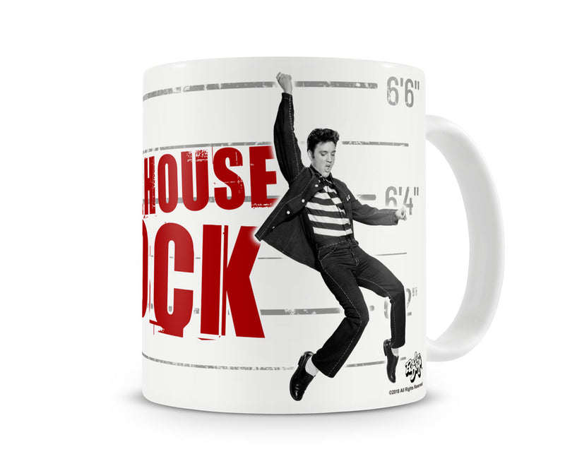 Elvis presley jailhouse rock the king of rock and roll white coffee mug