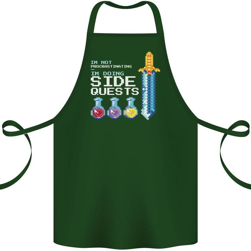 RPG Gaming I'm Doing Side Quests Gamer Cotton Apron 100% Organic Forest Green