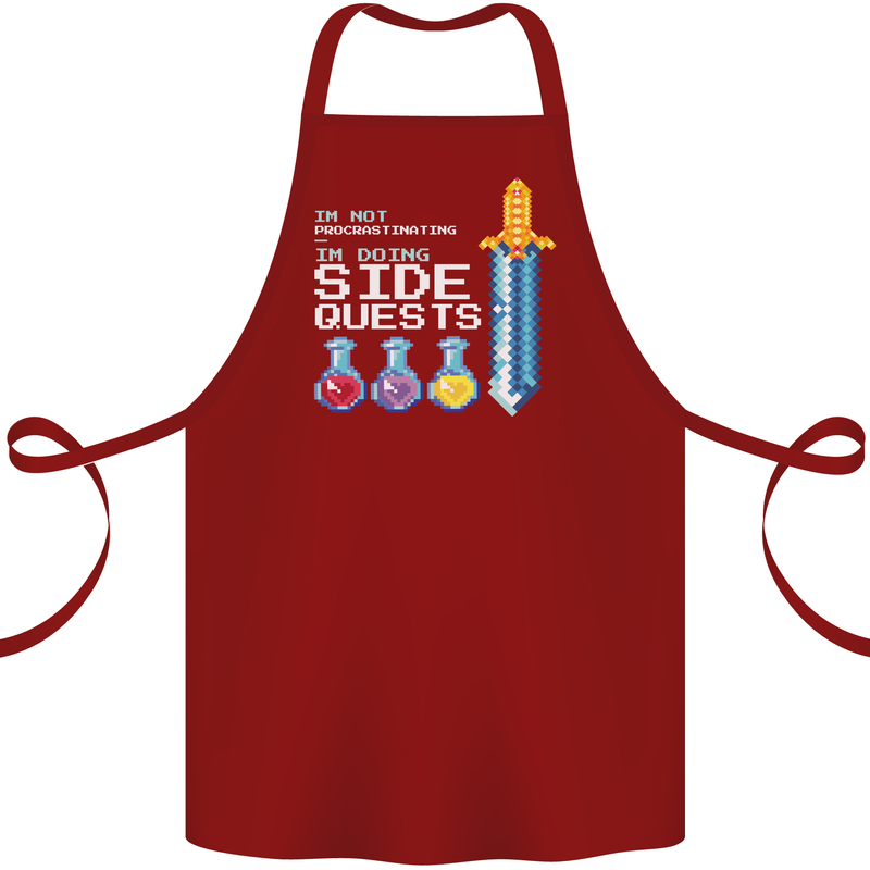 RPG Gaming I'm Doing Side Quests Gamer Cotton Apron 100% Organic Maroon