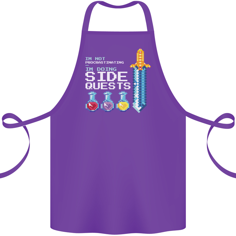 RPG Gaming I'm Doing Side Quests Gamer Cotton Apron 100% Organic Purple