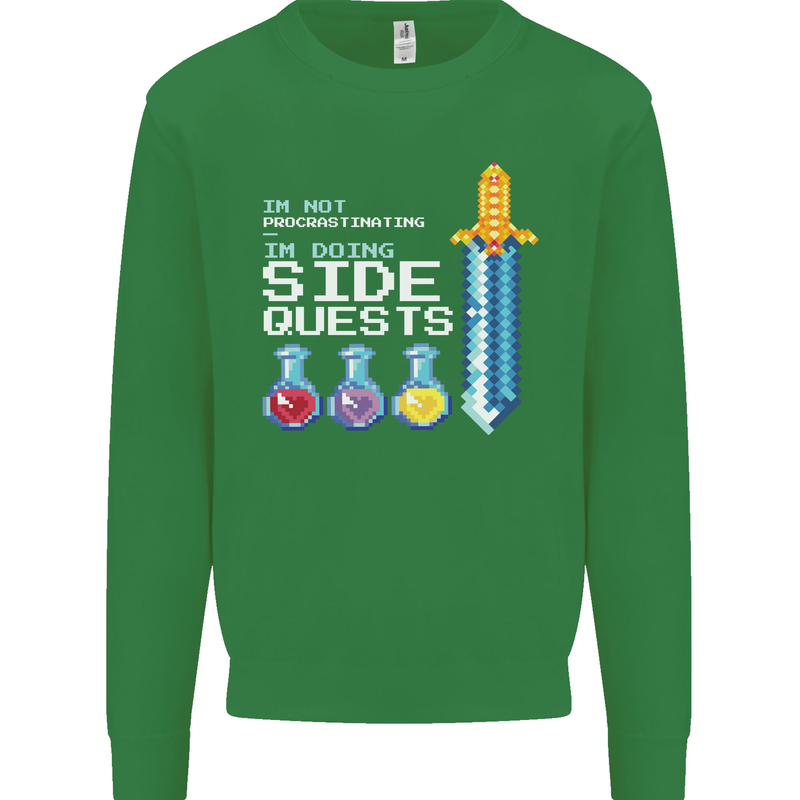 RPG Gaming I'm Doing Side Quests Gamer Kids Sweatshirt Jumper Irish Green