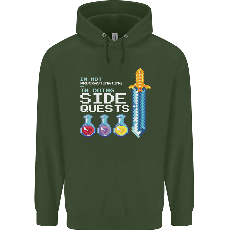 RPG Gaming I'm Doing Side Quests Gamer Mens 80% Cotton Hoodie Forest Green