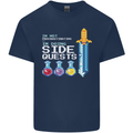 RPG Gaming I'm Doing Side Quests Gamer Mens Cotton T-Shirt Tee Top Navy Blue