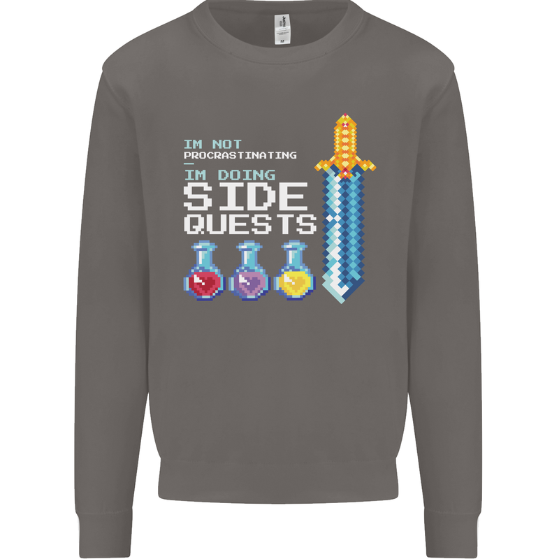 RPG Gaming I'm Doing Side Quests Gamer Mens Sweatshirt Jumper Charcoal