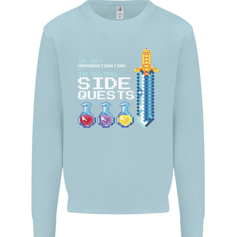 RPG Gaming I'm Doing Side Quests Gamer Mens Sweatshirt Jumper Light Blue