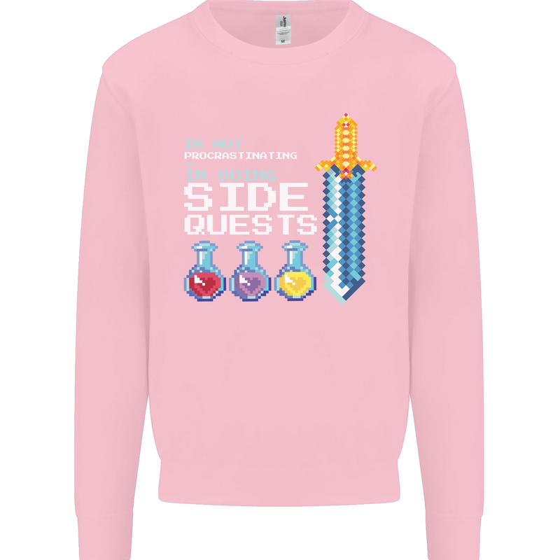 RPG Gaming I'm Doing Side Quests Gamer Mens Sweatshirt Jumper Light Pink