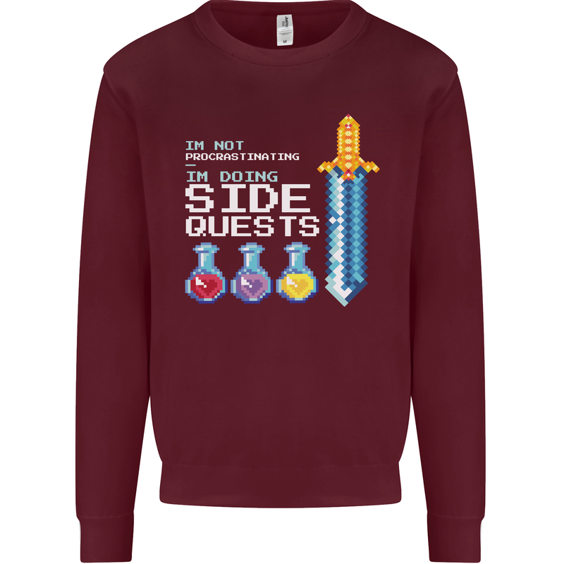 RPG Gaming I'm Doing Side Quests Gamer Mens Sweatshirt Jumper Maroon