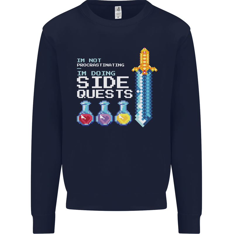 RPG Gaming I'm Doing Side Quests Gamer Mens Sweatshirt Jumper Navy Blue