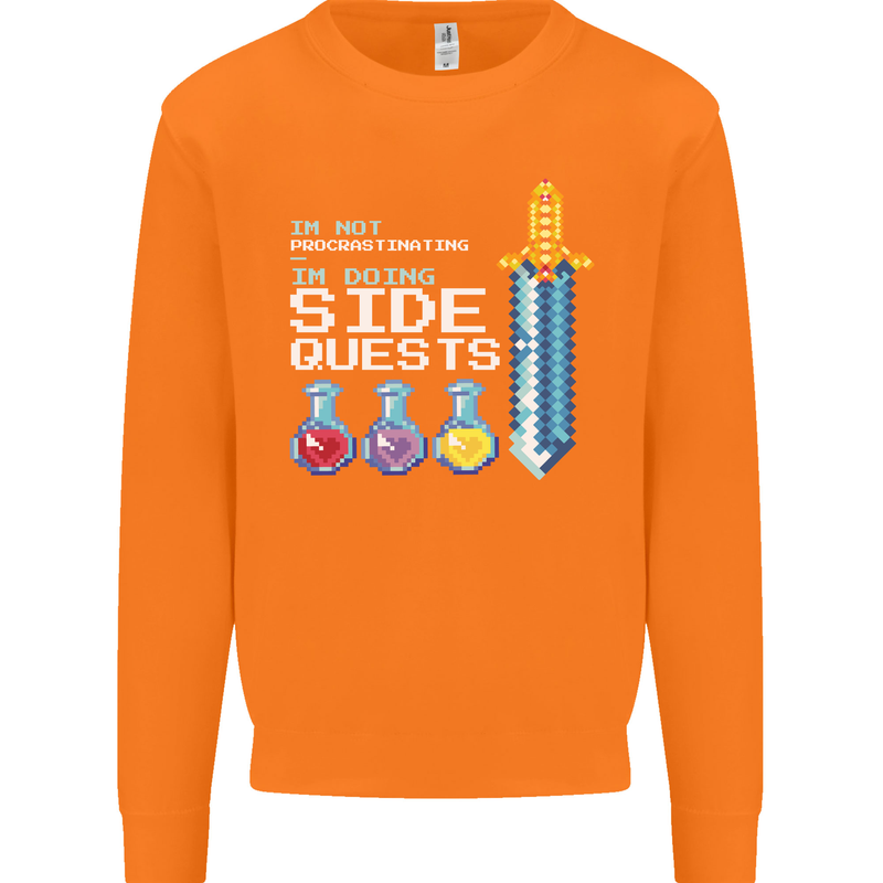RPG Gaming I'm Doing Side Quests Gamer Mens Sweatshirt Jumper Orange
