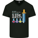 RPG Gaming I'm Doing Side Quests Gamer Mens V-Neck Cotton T-Shirt Black