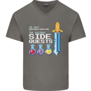 RPG Gaming I'm Doing Side Quests Gamer Mens V-Neck Cotton T-Shirt Charcoal