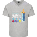 RPG Gaming I'm Doing Side Quests Gamer Mens V-Neck Cotton T-Shirt Sports Grey