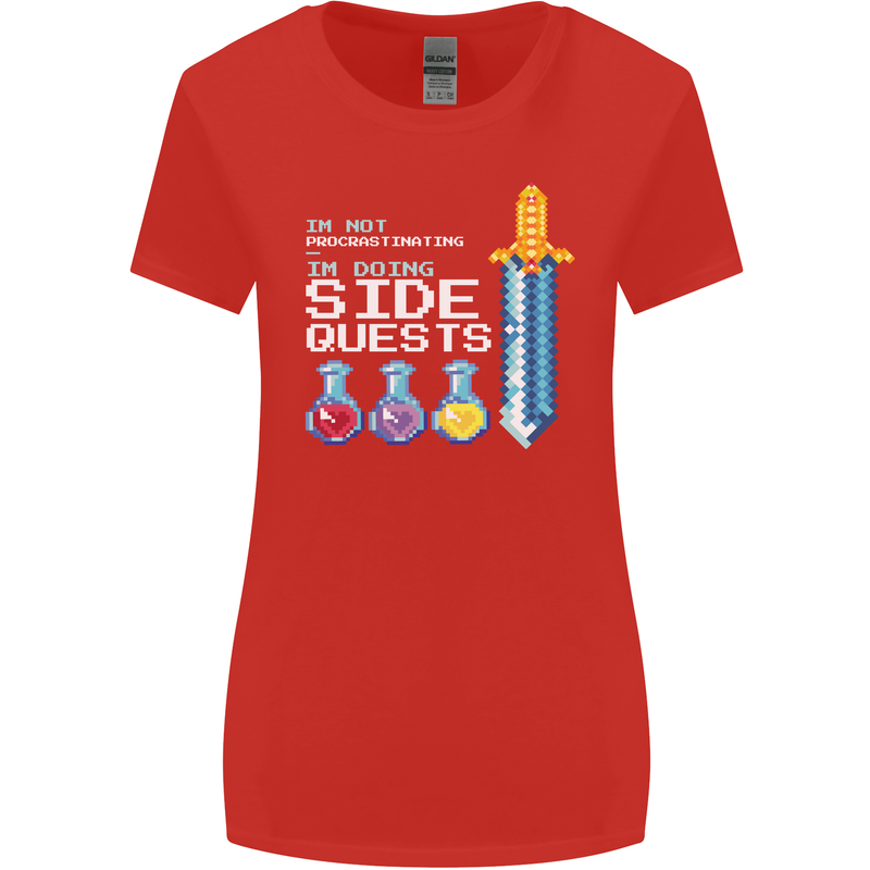 RPG Gaming I'm Doing Side Quests Gamer Womens Wider Cut T-Shirt Red