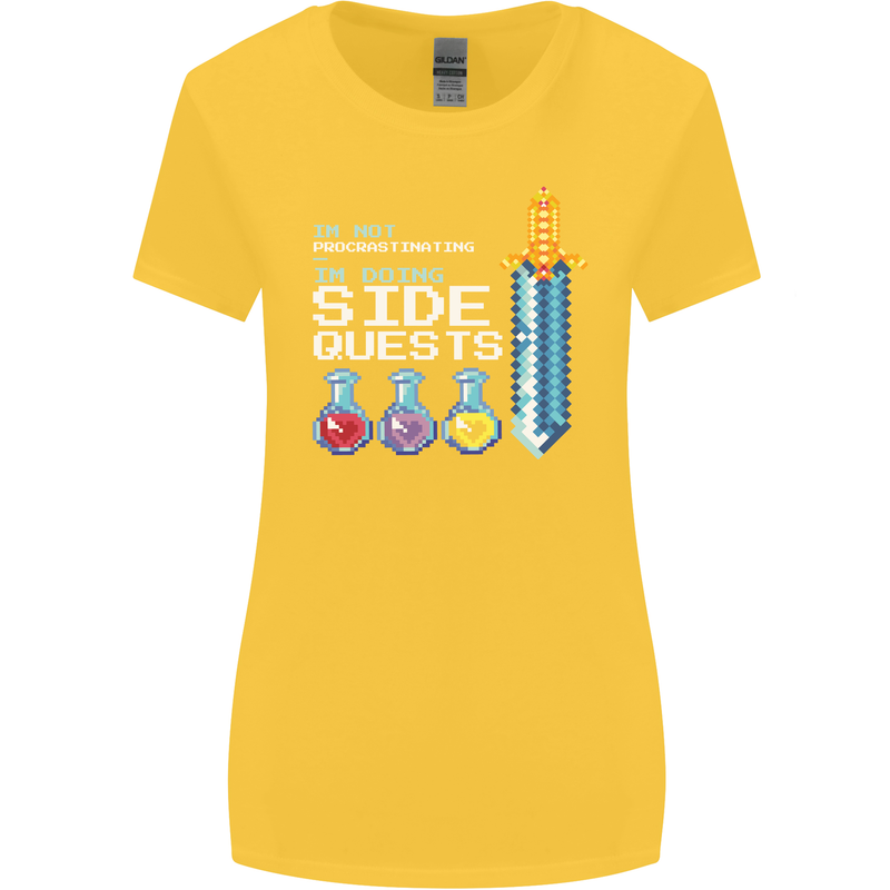 RPG Gaming I'm Doing Side Quests Gamer Womens Wider Cut T-Shirt Yellow
