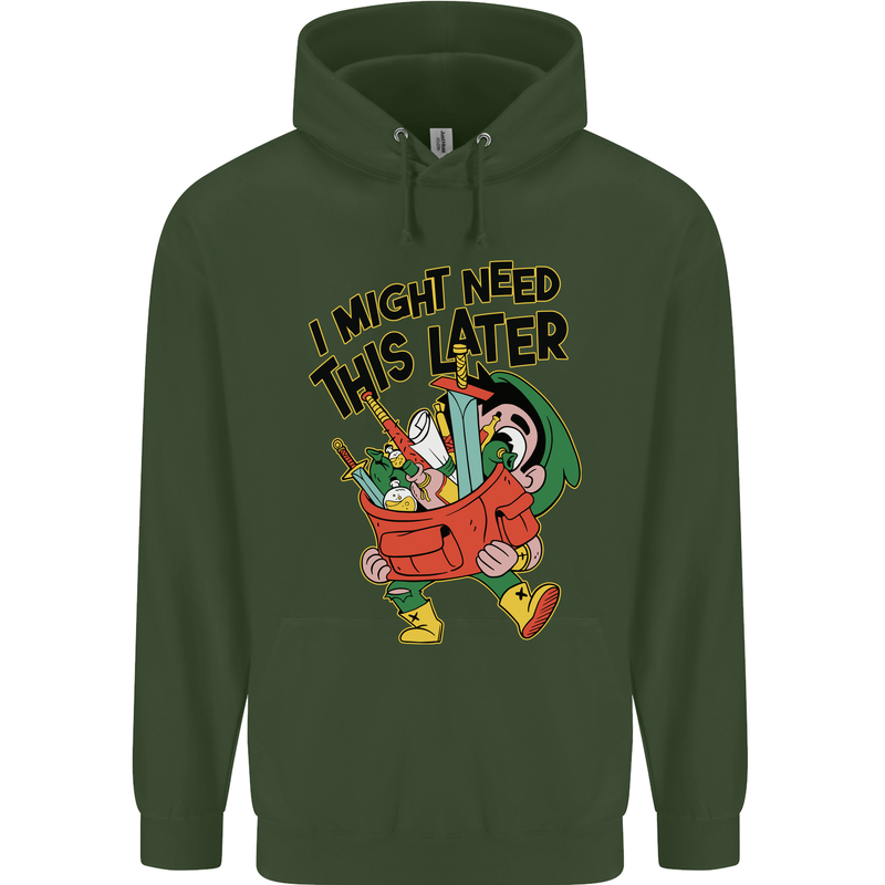 RPG Might Need this Later Role Playing Game Mens 80% Cotton Hoodie Forest Green