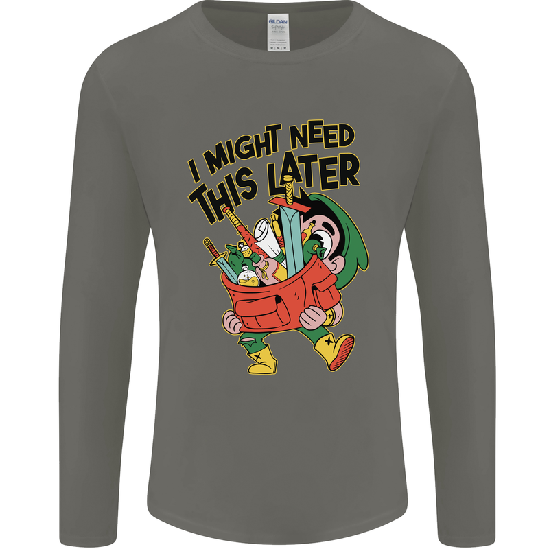 RPG Might Need this Later Role Playing Game Mens Long Sleeve T-Shirt Charcoal