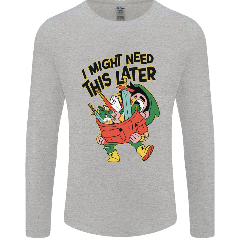 RPG Might Need this Later Role Playing Game Mens Long Sleeve T-Shirt Sports Grey