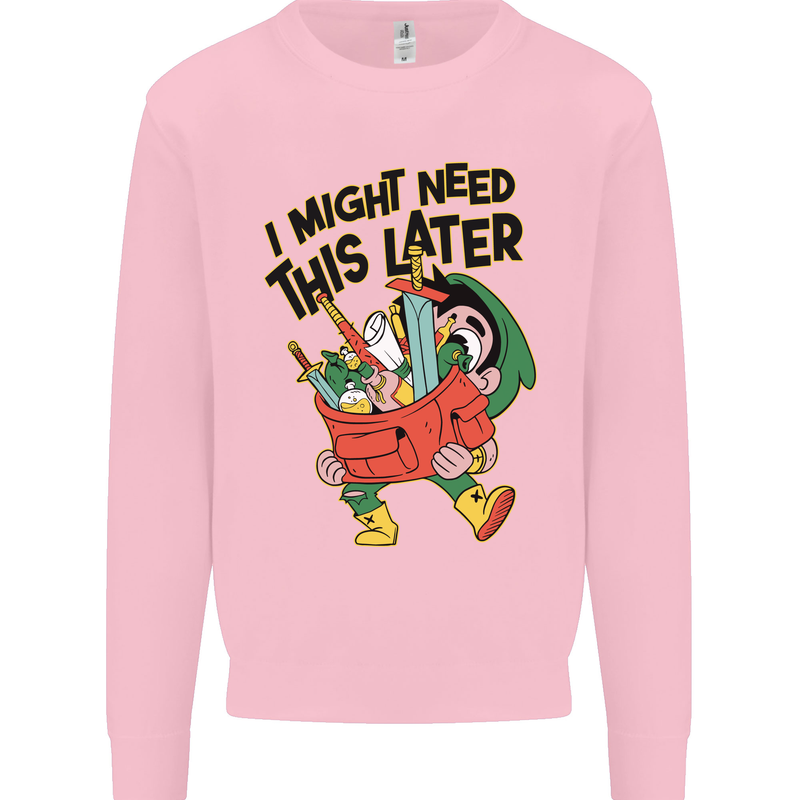 RPG Might Need this Later Role Playing Game Mens Sweatshirt Jumper Light Pink