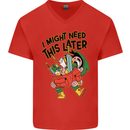 RPG Might Need this Later Role Playing Game Mens V-Neck Cotton T-Shirt Red