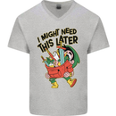 RPG Might Need this Later Role Playing Game Mens V-Neck Cotton T-Shirt Sports Grey