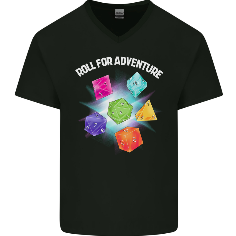 RPG Role Play Games Adventure Mens V-Neck Cotton T-Shirt Black