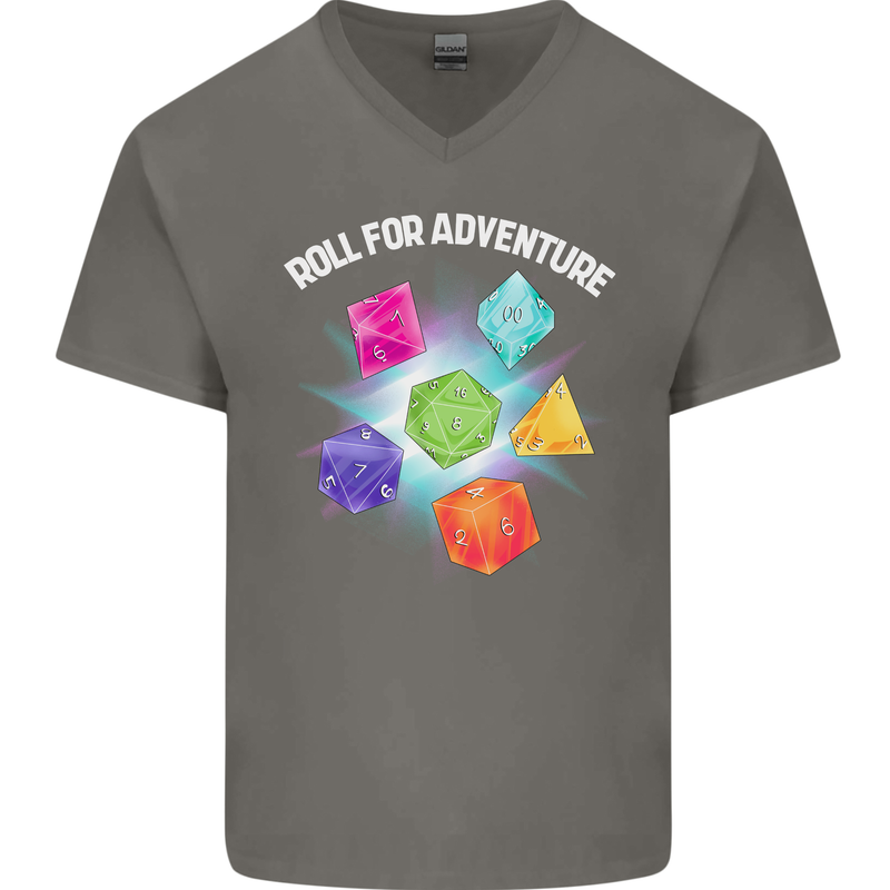 RPG Role Play Games Adventure Mens V-Neck Cotton T-Shirt Charcoal