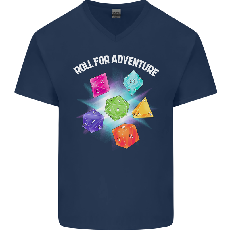 RPG Role Play Games Adventure Mens V-Neck Cotton T-Shirt Navy Blue