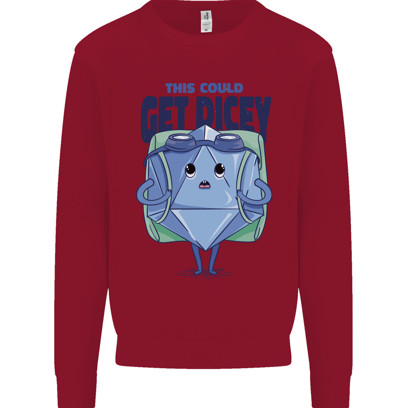 RPG Role Playing Game Get Dicey Funny Kids Sweatshirt Jumper Red