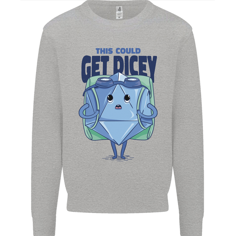 RPG Role Playing Game Get Dicey Funny Kids Sweatshirt Jumper Sports Grey