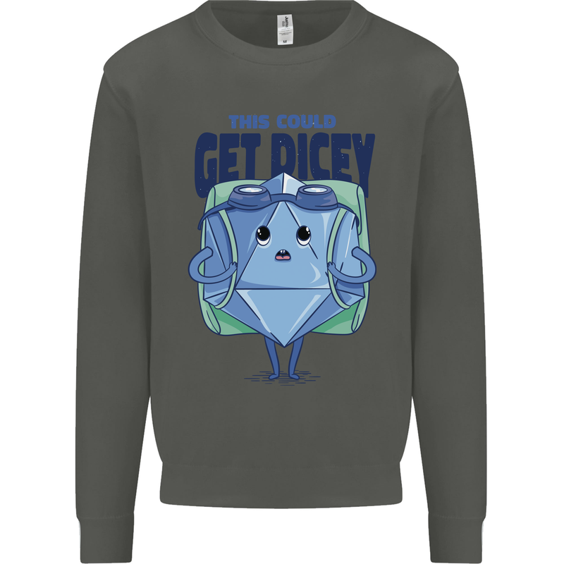 RPG Role Playing Game Get Dicey Funny Kids Sweatshirt Jumper Storm Grey