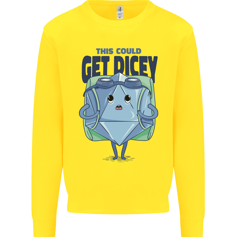 RPG Role Playing Game Get Dicey Funny Kids Sweatshirt Jumper Yellow