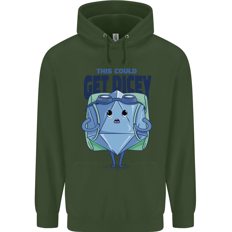RPG Role Playing Game Get Dicey Funny Mens 80% Cotton Hoodie Forest Green