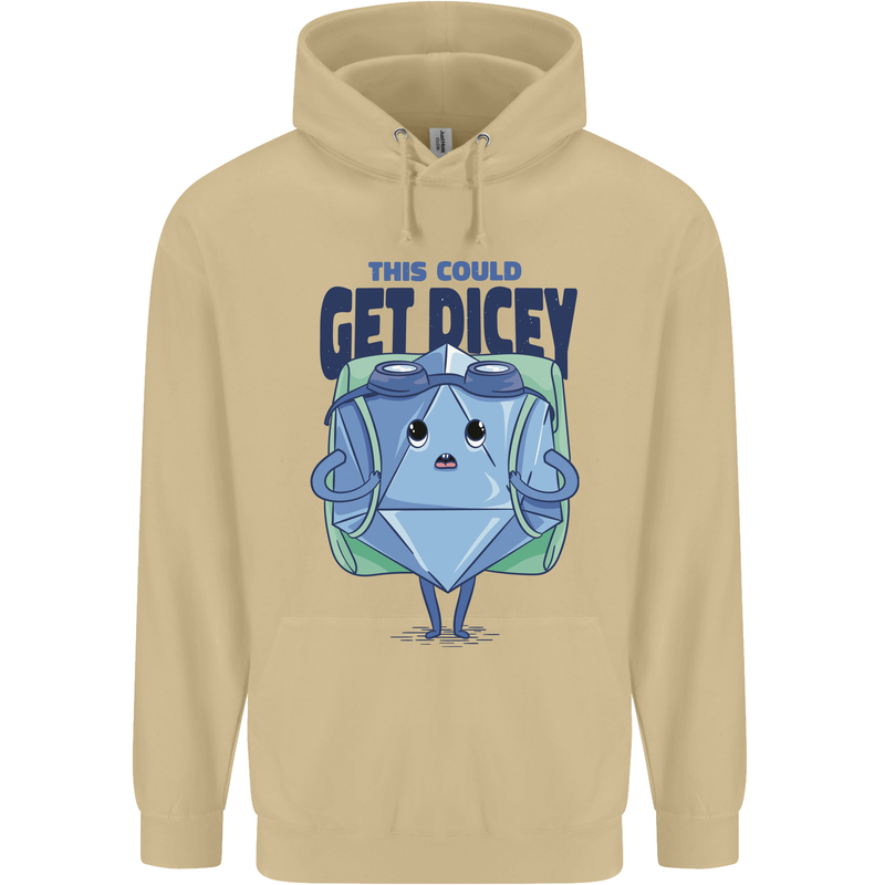 RPG Role Playing Game Get Dicey Funny Mens 80% Cotton Hoodie Sand
