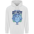 RPG Role Playing Game Get Dicey Funny Mens 80% Cotton Hoodie White
