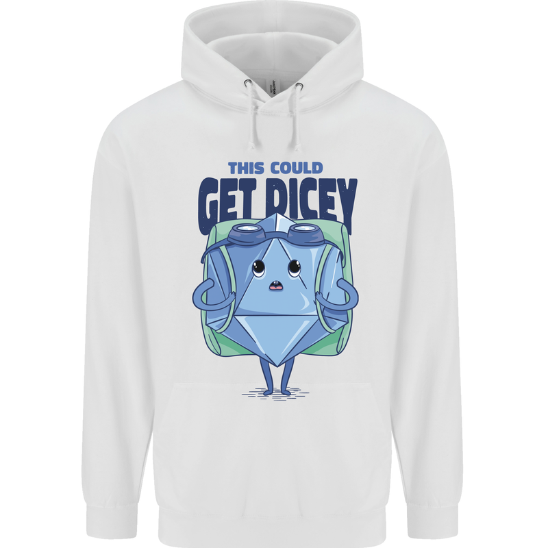 RPG Role Playing Game Get Dicey Funny Mens 80% Cotton Hoodie White