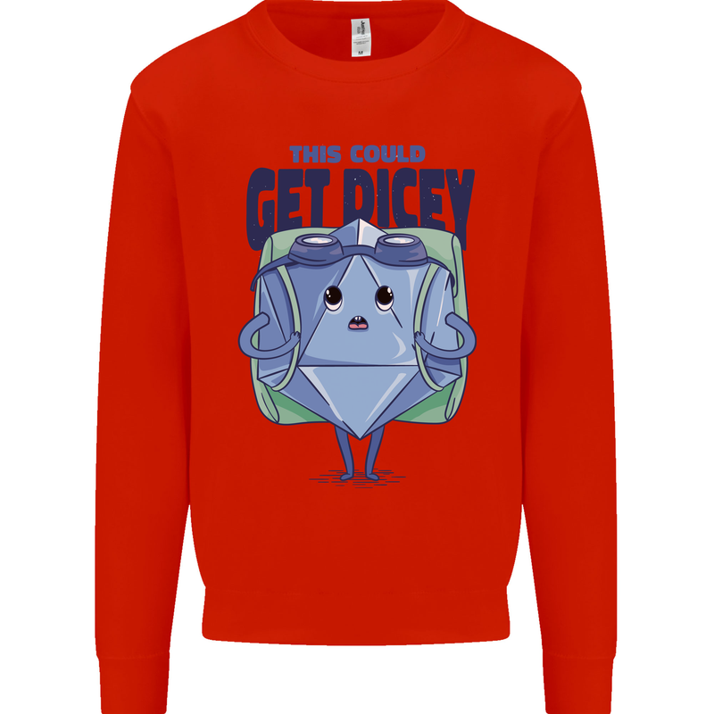 RPG Role Playing Game Get Dicey Funny Mens Sweatshirt Jumper Bright Red