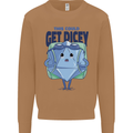 RPG Role Playing Game Get Dicey Funny Mens Sweatshirt Jumper Caramel Latte