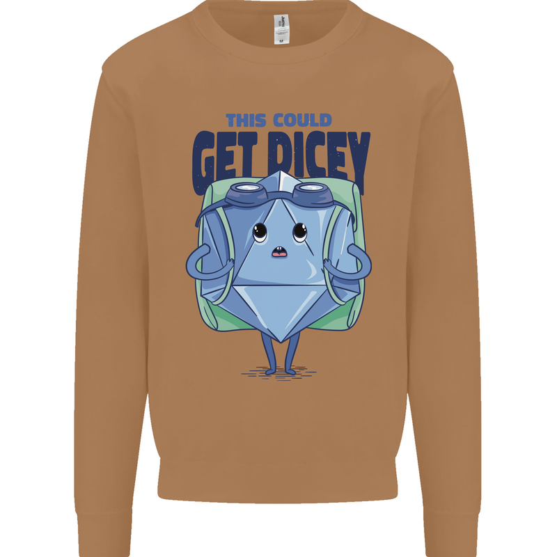 RPG Role Playing Game Get Dicey Funny Mens Sweatshirt Jumper Caramel Latte