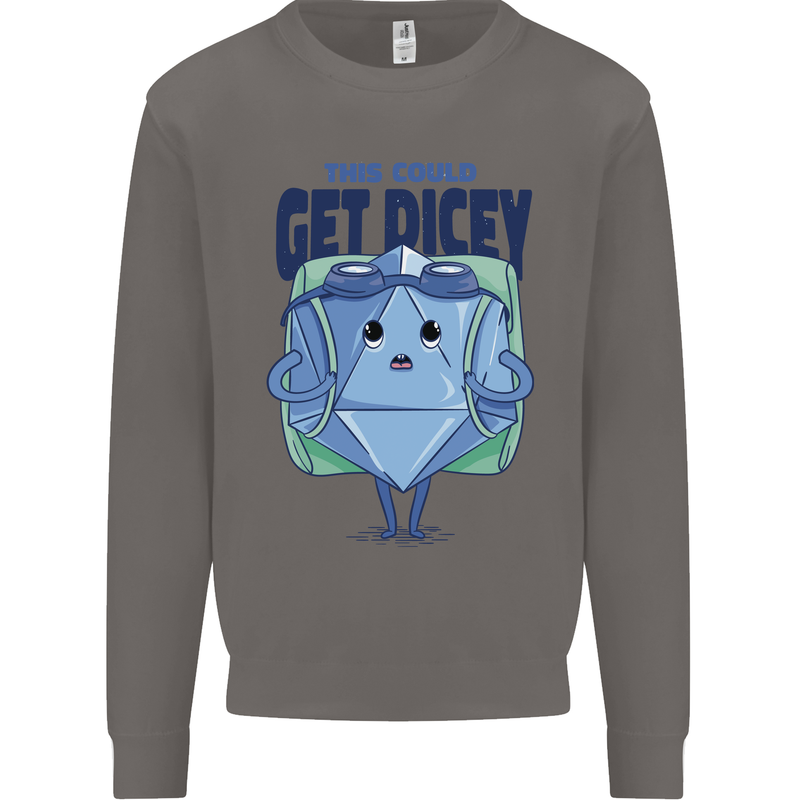 RPG Role Playing Game Get Dicey Funny Mens Sweatshirt Jumper Charcoal