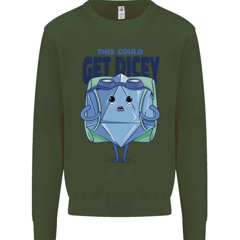 RPG Role Playing Game Get Dicey Funny Mens Sweatshirt Jumper Forest Green