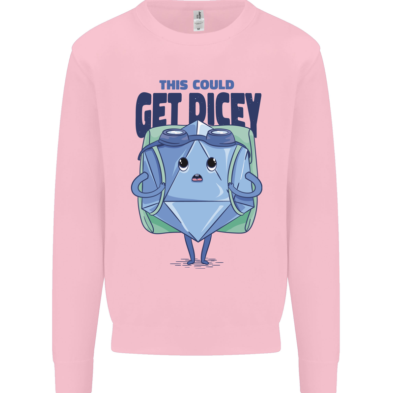 RPG Role Playing Game Get Dicey Funny Mens Sweatshirt Jumper Light Pink