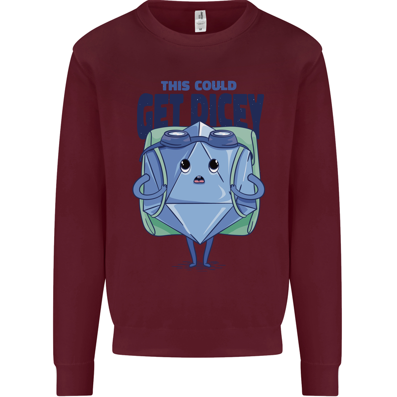 RPG Role Playing Game Get Dicey Funny Mens Sweatshirt Jumper Maroon
